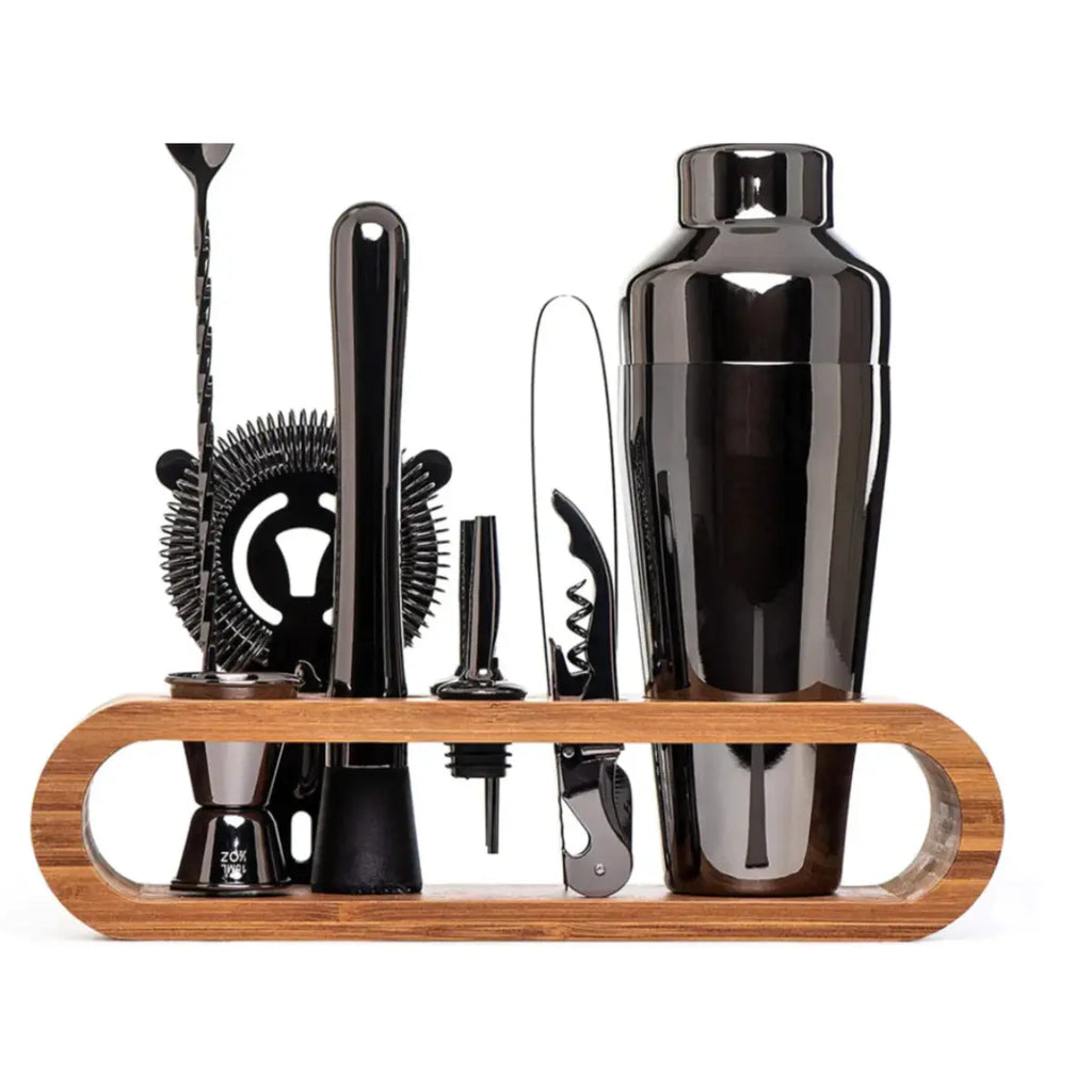 Cocktail-Set mit Bambus-Ständer – 10-teilig Zorenza