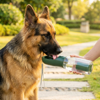 Hunde Trinkflasche 3-in-1 mit Futterbehälter und Abfallbeutel -    Zorenza