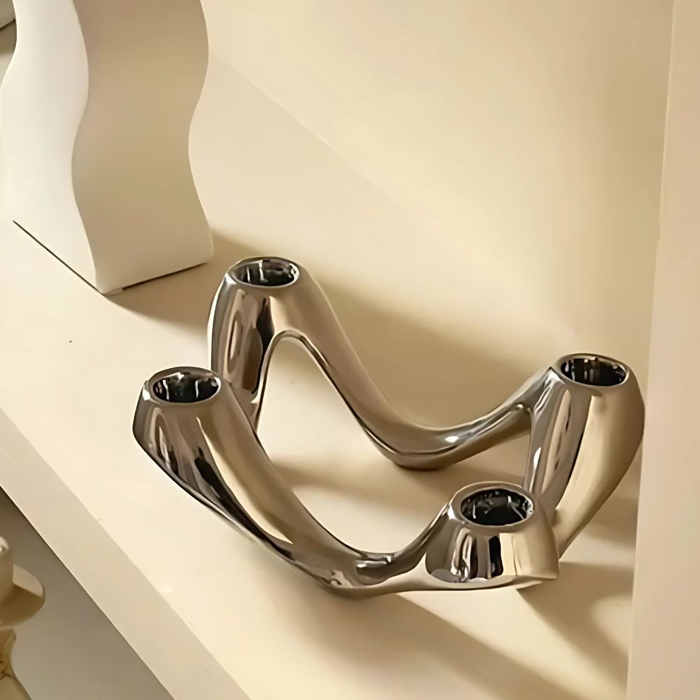 Kerzenhalter Keramik Wellenform 4-armig -    Zorenza