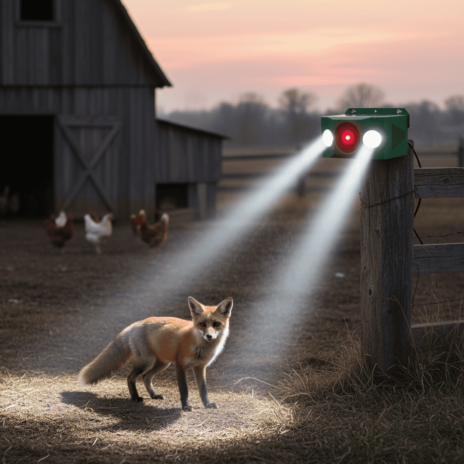 Solar-Tierabwehr mit Warnleuchten – Automatischer Nachtschutz -    Zorenza