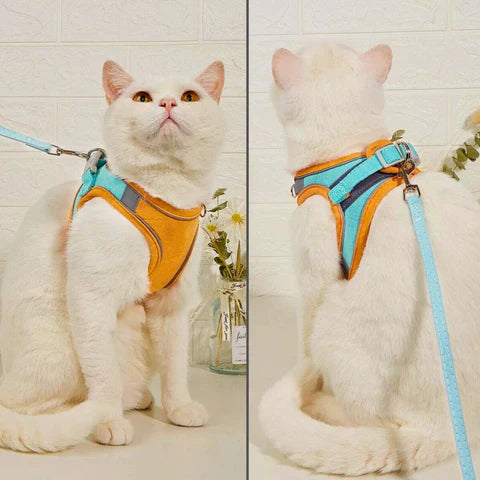 Katzengeschirr mit Leine – Komfortabler Sitz mit reflektierenden Sicherheitsstreifen Zorenza