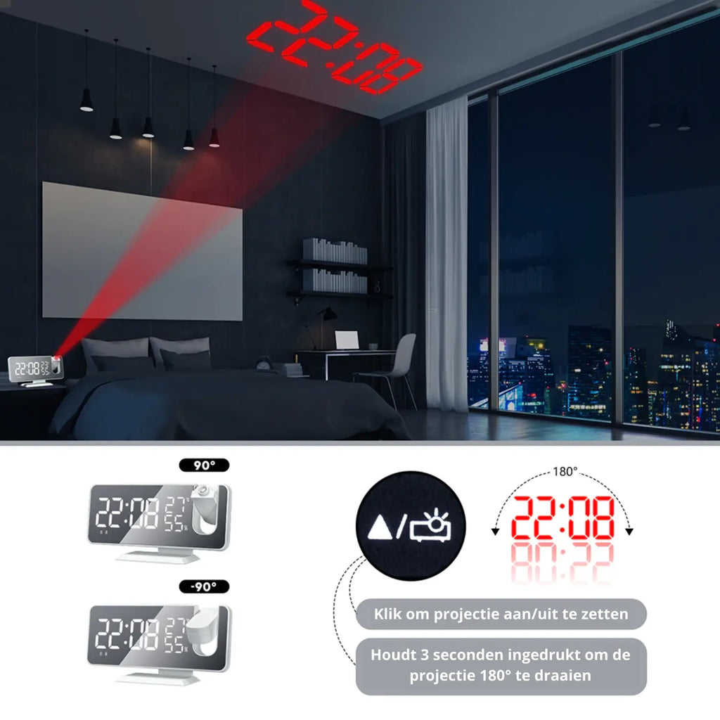 Digitale Projektionsuhr mit LED-Display & FM-Radio Zorenza