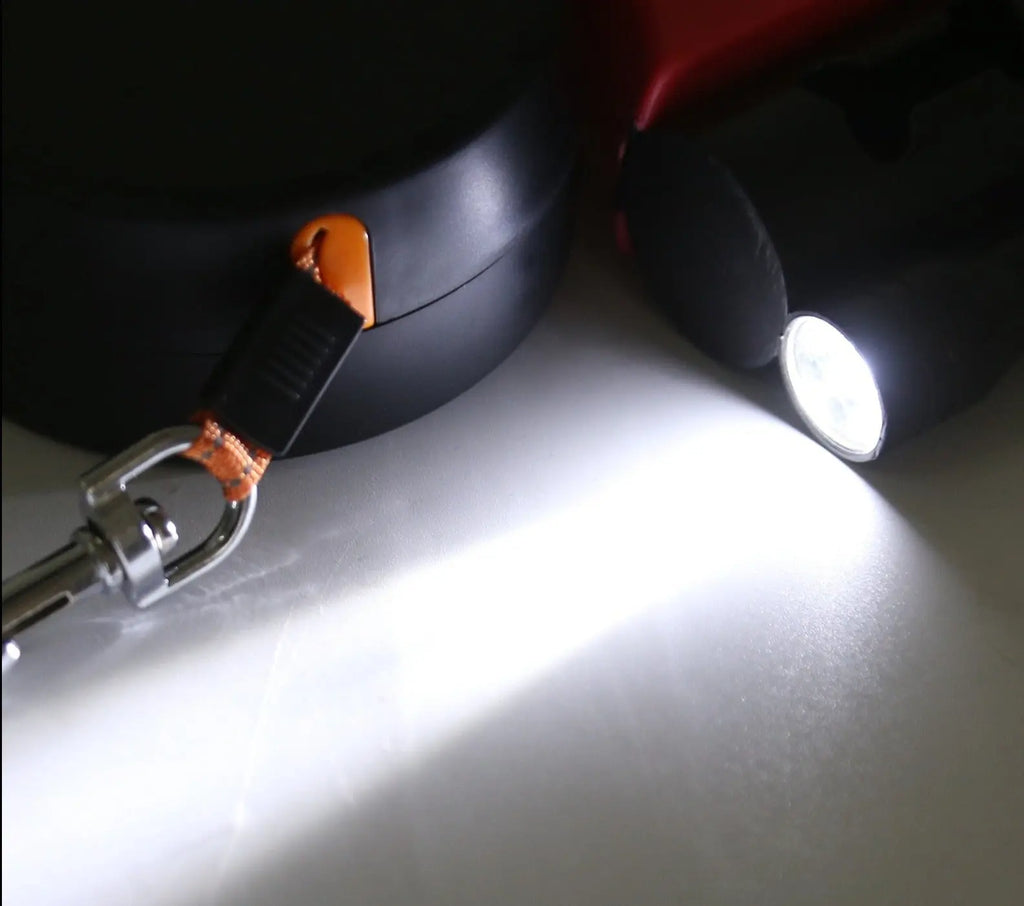 Doppelte Einzieh-Hundeleine mit LED-Taschenlampe – Zwei Hunde gleichzeitig führen Zorenza