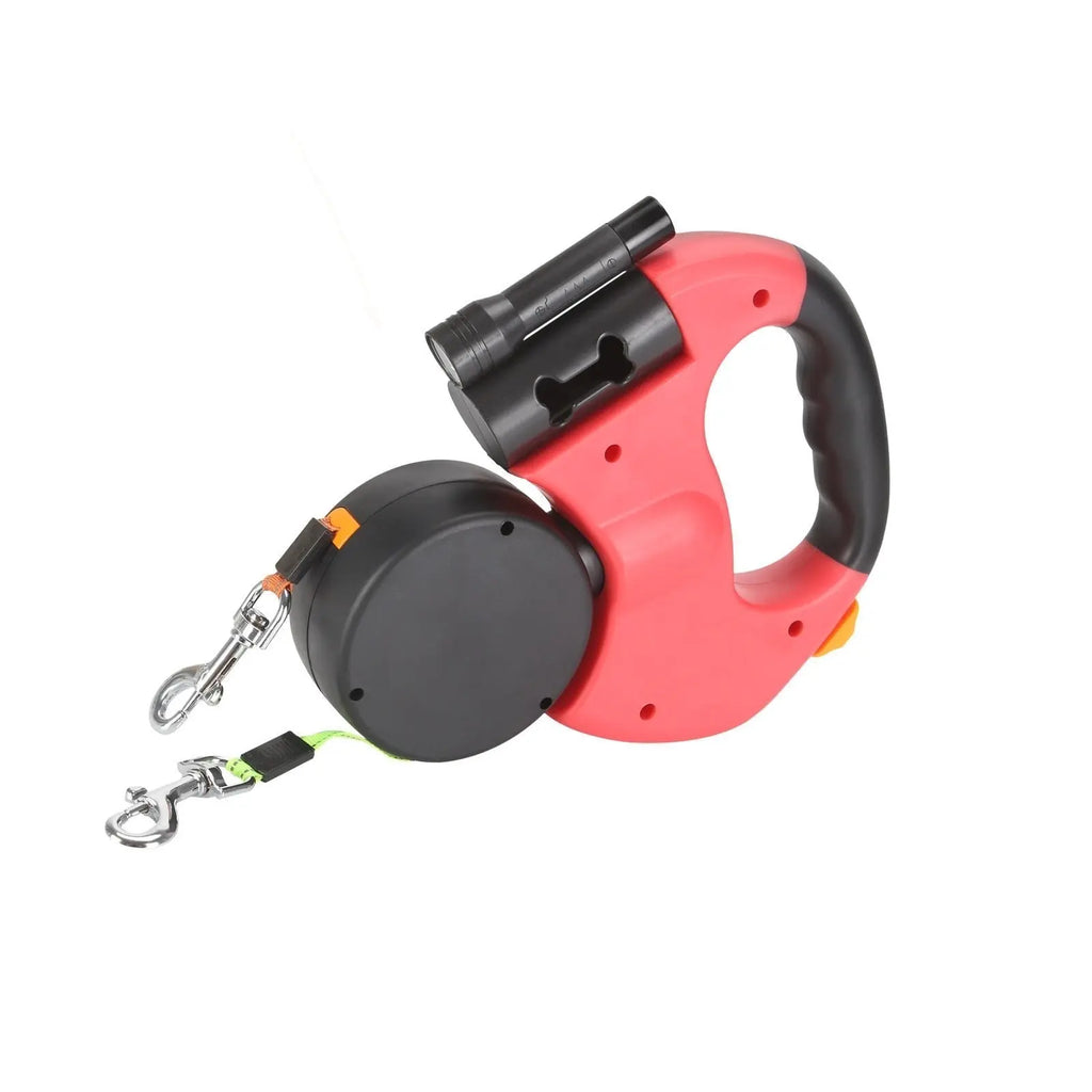 Doppelte Einzieh-Hundeleine mit LED-Taschenlampe – Zwei Hunde gleichzeitig führen Zorenza