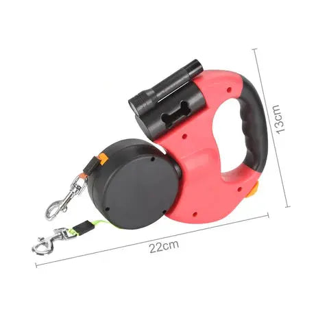 Doppelte Einzieh-Hundeleine mit LED-Taschenlampe – Zwei Hunde gleichzeitig führen Zorenza