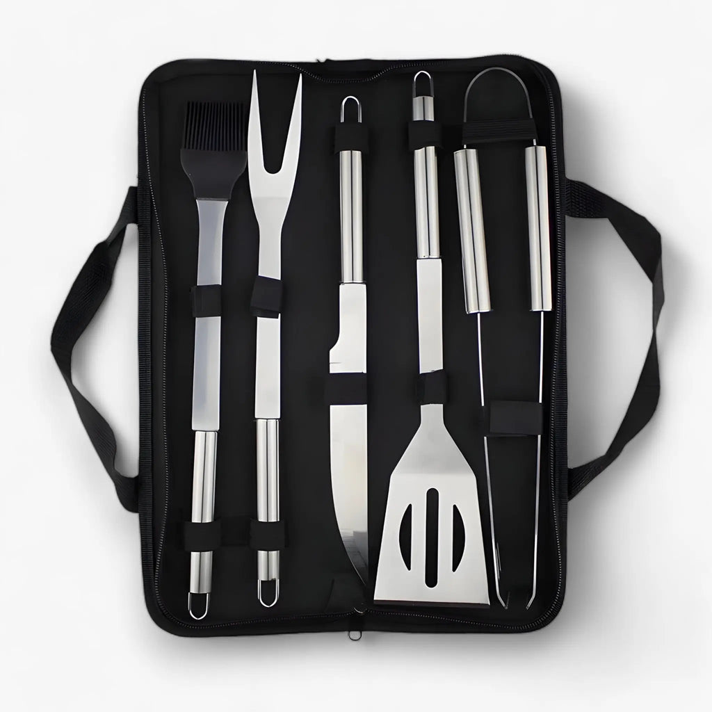 Edelstahl-Grillbesteck-Set mit Tragetasche – 3-teilig oder 5-teilig Zorenza