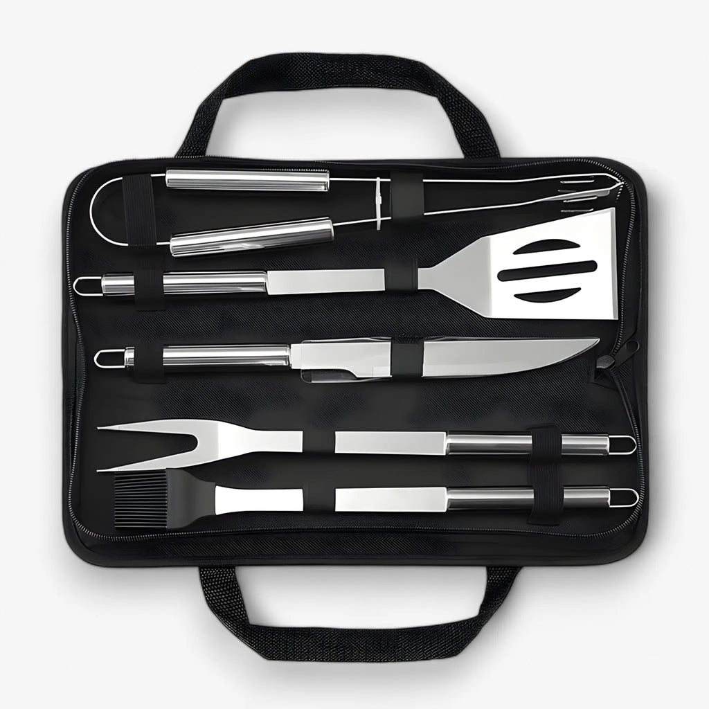 Edelstahl-Grillbesteck-Set mit Tragetasche – 3-teilig oder 5-teilig Zorenza