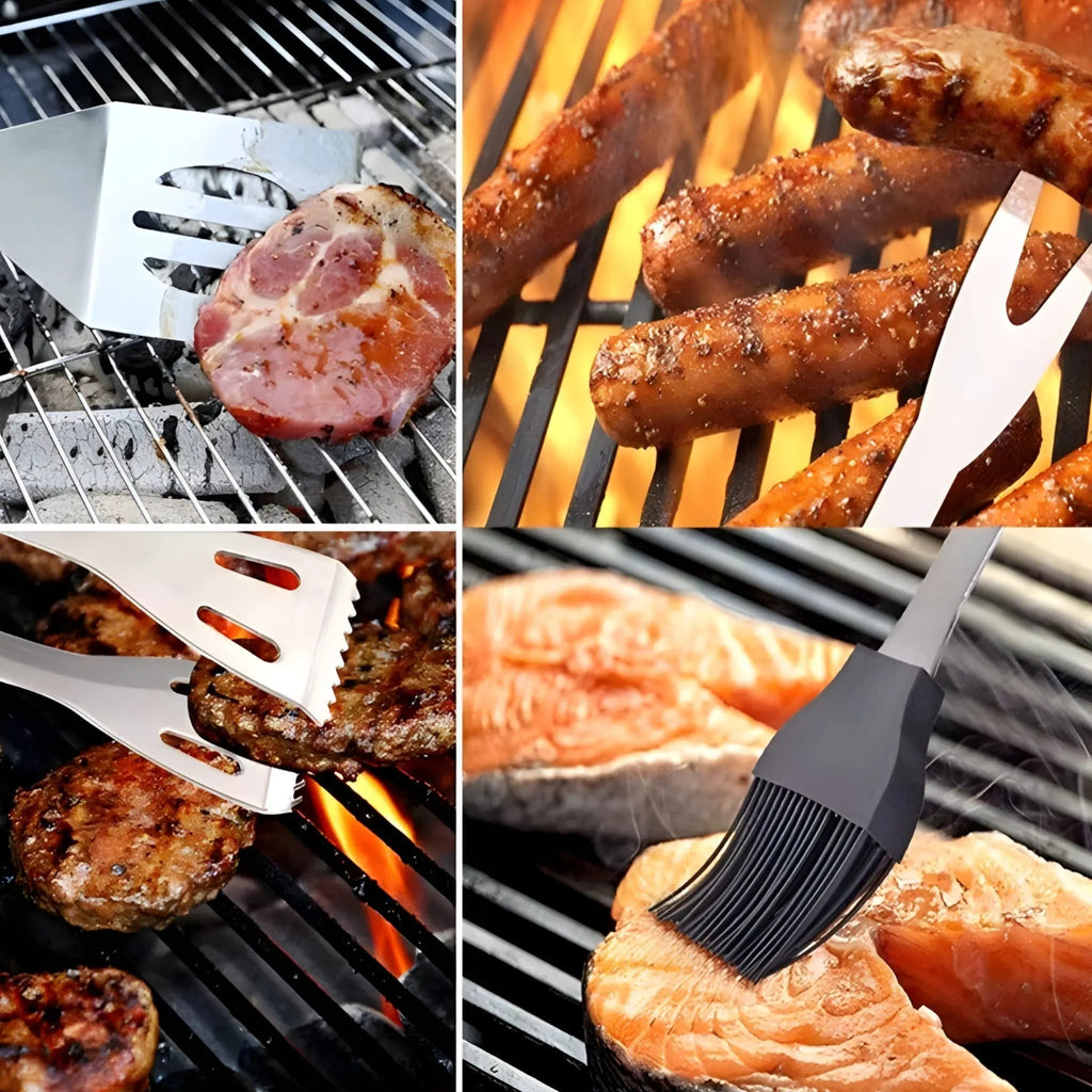 Edelstahl-Grillbesteck-Set mit Tragetasche – 3-teilig oder 5-teilig Zorenza