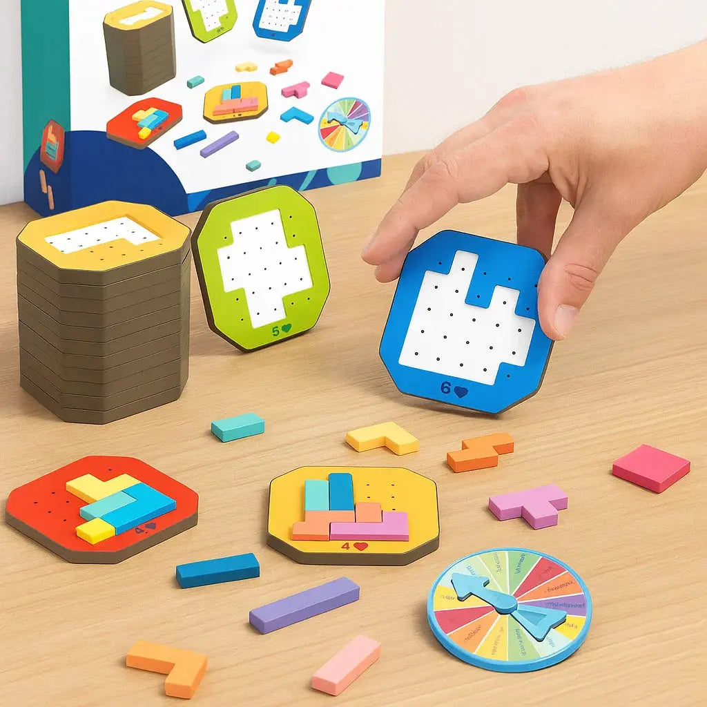 Holzpuzzle Logikspiel mit 108 Bausteinen für Kinder -    Zorenza