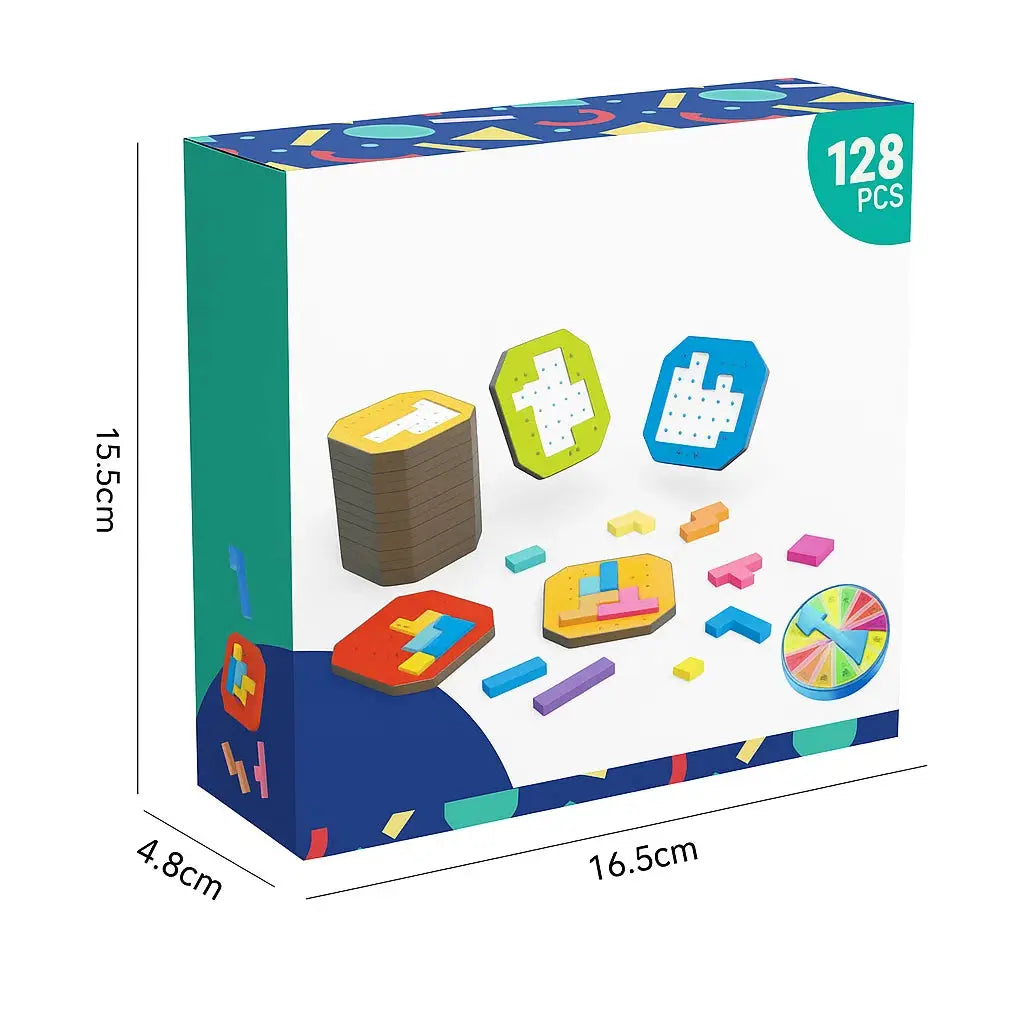 Holzpuzzle Logikspiel mit 108 Bausteinen für Kinder -    Zorenza