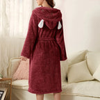 Flanell-Bademantel mit Kapuze und Hasenohren Zorenza