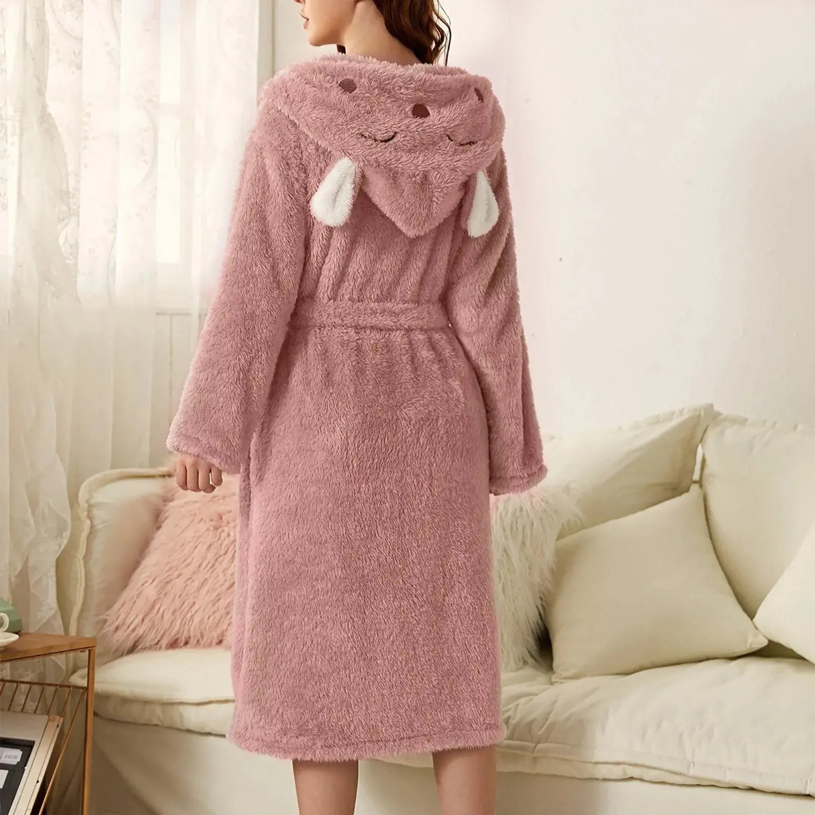 Flanell-Bademantel mit Kapuze und Hasenohren Zorenza