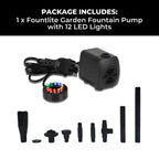 Gartenbrunnen-Pumpe mit 12 LED-Leuchten Zorenza