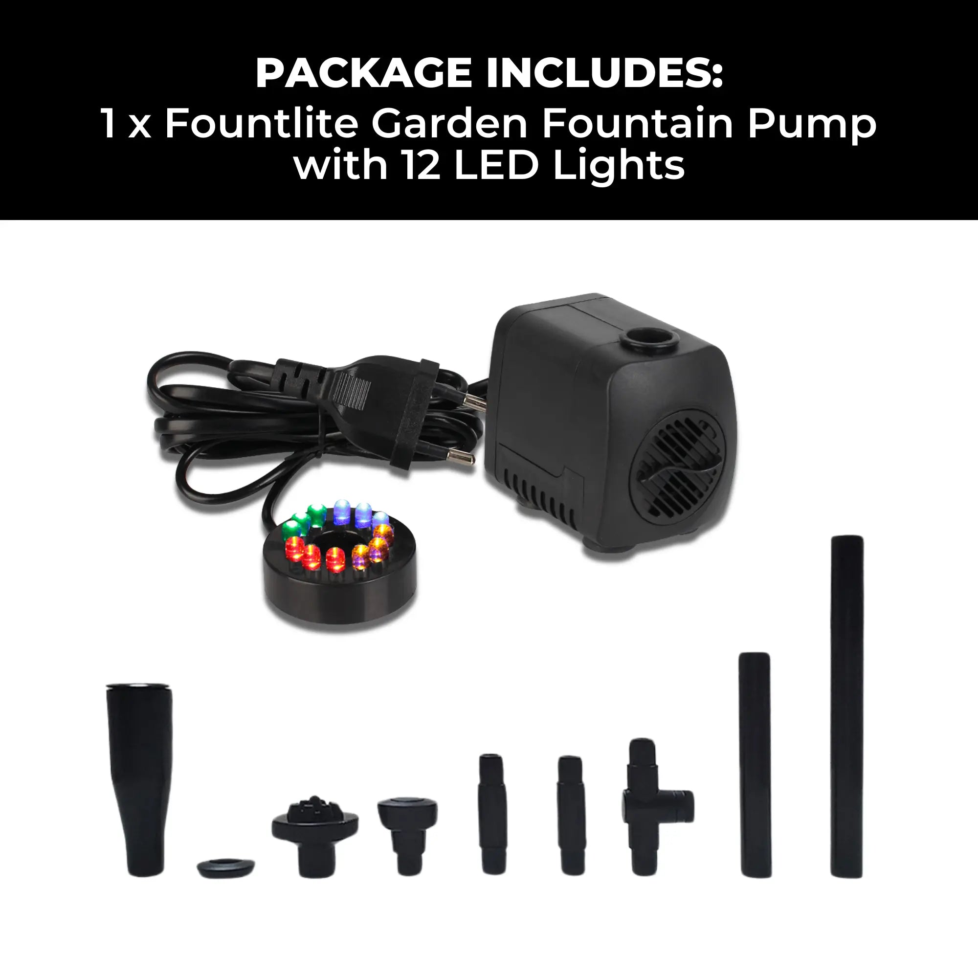 Gartenbrunnen-Pumpe mit 12 LED-Leuchten Zorenza