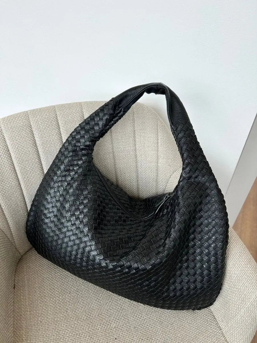 Geflochtene Leder-Hobo-Bag mit Reißverschluss Zorenza