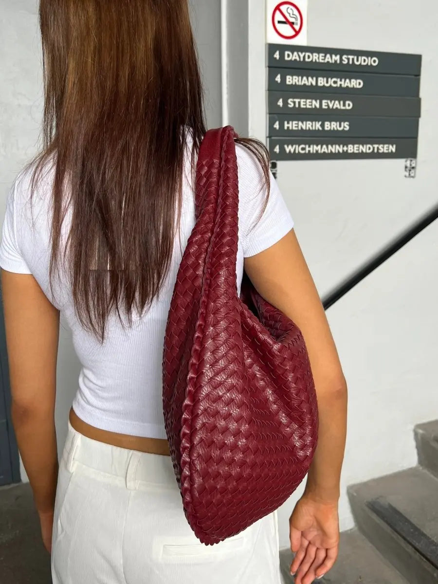 Geflochtene Leder-Hobo-Bag mit Reißverschluss Zorenza