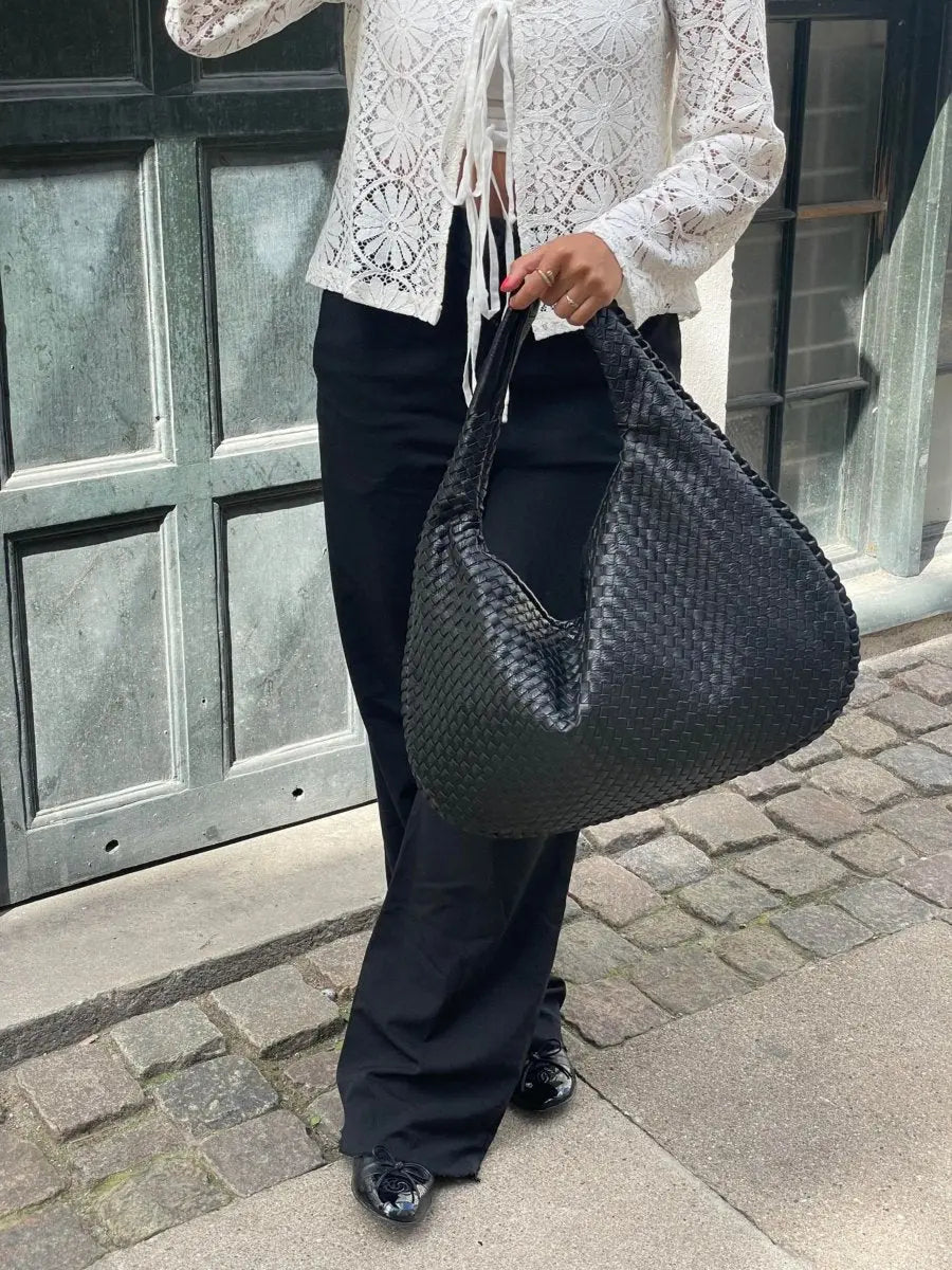 Geflochtene Leder-Hobo-Bag mit Reißverschluss Zorenza
