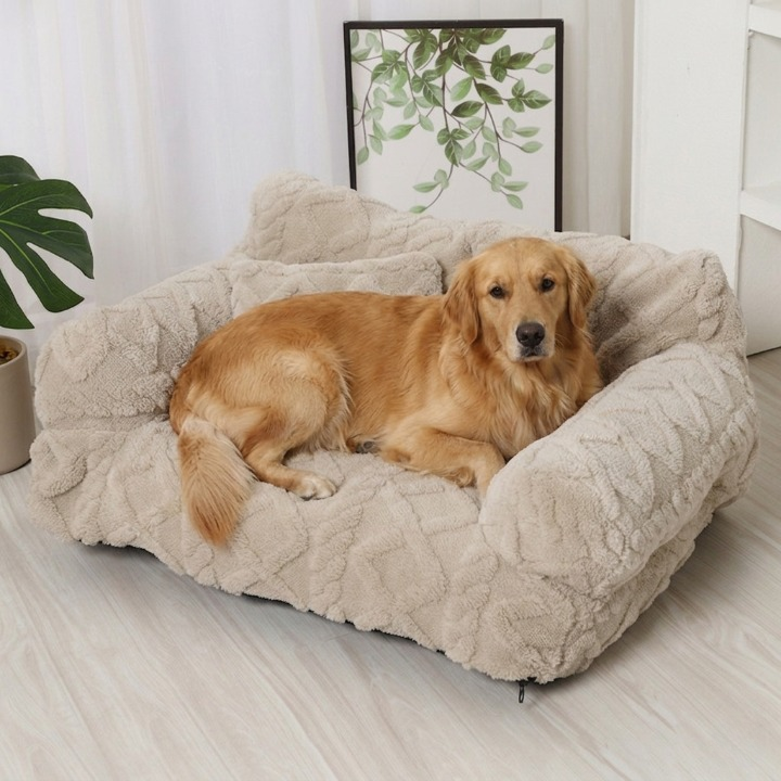 Plüsch Hundebett mit erhöhtem Rand – Beruhigendes Kuschelsofa -    Zorenza