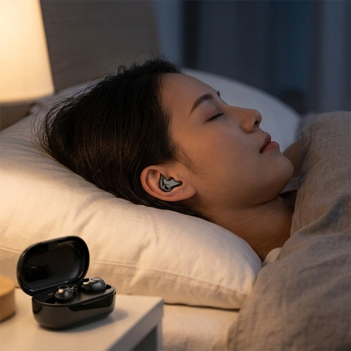 Ultra-flache Bluetooth In-Ear-Kopfhörer für Seitenschläfer, IPX5, 24 Std. Akku -    Zorenza