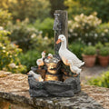 Solar-Tischbrunnen mit Tierfigur (Ente oder Eichhörnchen) & LED-Beleuchtung, 15 cm -    Zorenza