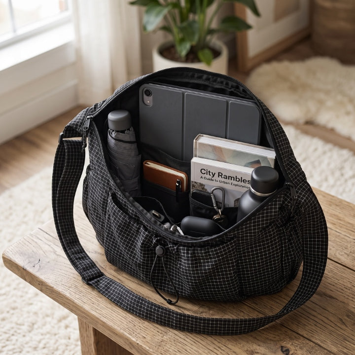 Crossbody-Tasche aus wasserabweisendem Nylon mit gepolstertem Laptopfach, verstellbarer Riemen, 4 Farben -    Zorenza
