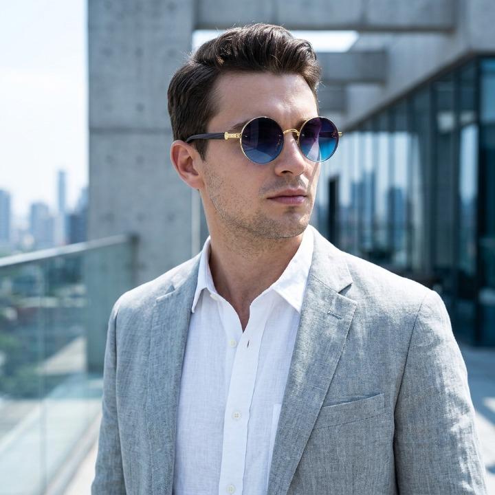 Retro Sonnenbrille Rund – UV400-Schutz, leichtes Metallgestell -    Zorenza