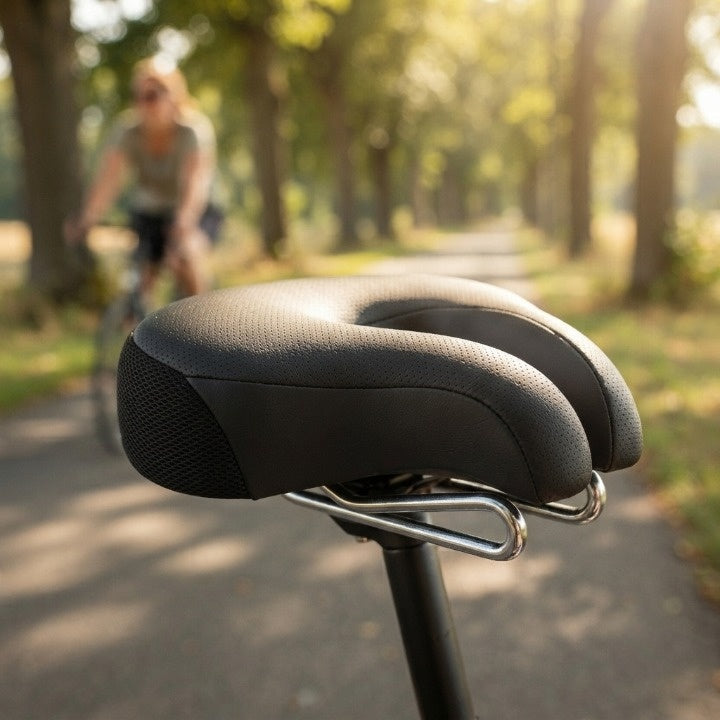 Fahrradsattel nasenlos mit Druckentlastung und Federdämpfung -    Zorenza