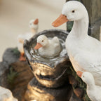 Solar-Tischbrunnen mit Tierfigur (Ente oder Eichhörnchen) & LED-Beleuchtung, 15 cm -    Zorenza