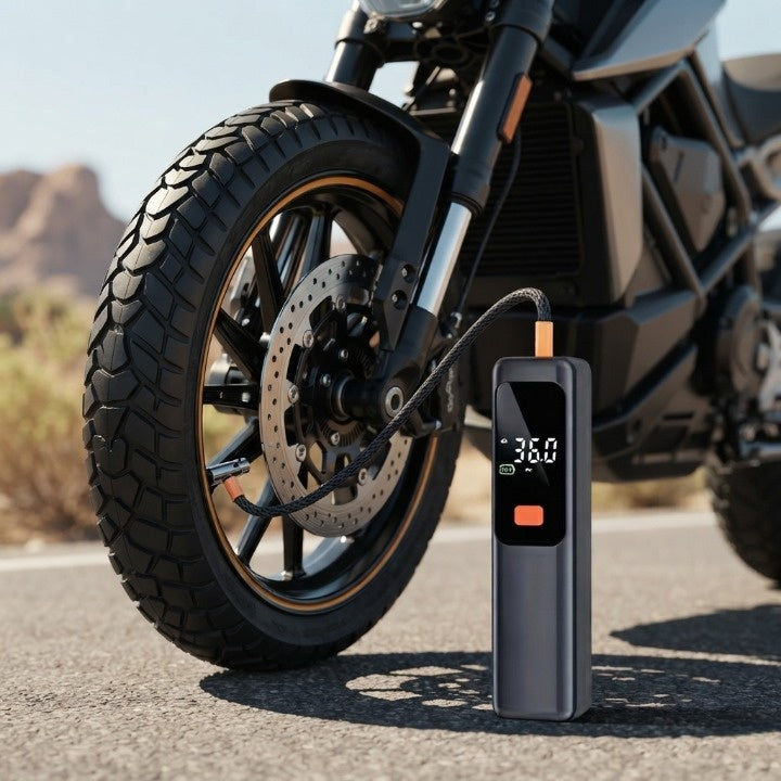 Akku-Kompressor mit LCD-Display für Auto, Fahrrad und Motorrad -    Zorenza