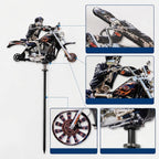 Motorrad-Windrad mit Skelett-Fahrer für Garten -    Zorenza