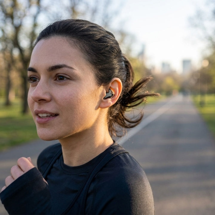 Ultra-flache Bluetooth In-Ear-Kopfhörer für Seitenschläfer, IPX5, 24 Std. Akku -    Zorenza