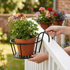 Balkon-Topfhalter mit Haken – 3er-Set, Schwarz, ohne Bohren, wetterfest -    Zorenza