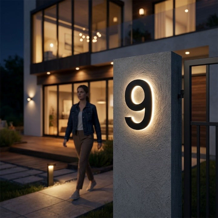 Hinterleuchtete Hausnummer – Modernes LED-Schild für jeden Eingang -    Zorenza