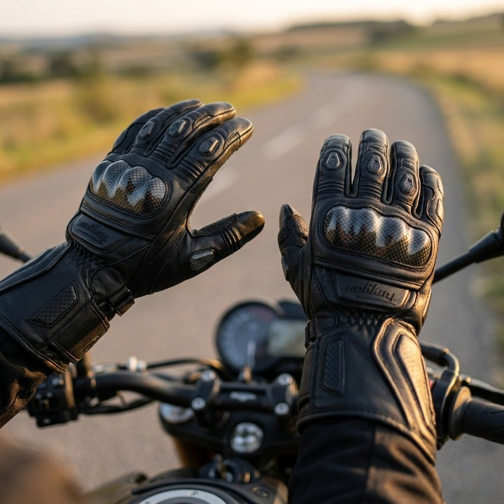 Motorradhandschuhe aus Leder mit Protektoren -    Zorenza