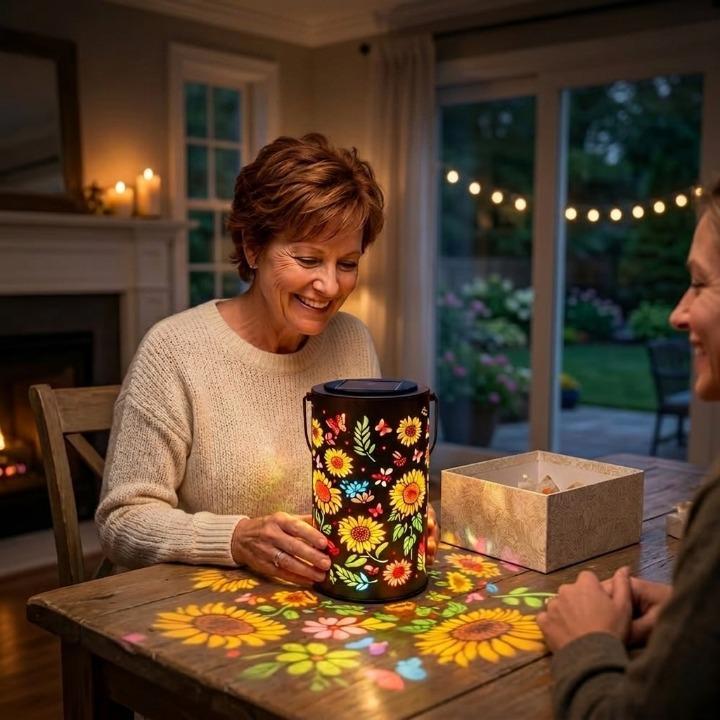 Solar-Gartenlaterne mit Blütenmuster - Warmes & buntes Licht -    Zorenza