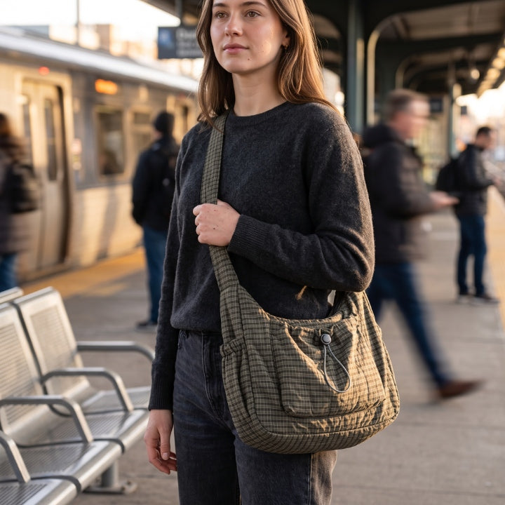 Crossbody-Tasche aus wasserabweisendem Nylon mit gepolstertem Laptopfach, verstellbarer Riemen, 4 Farben -    Zorenza