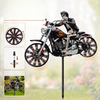 Motorrad-Windrad mit Skelett-Fahrer für Garten -    Zorenza