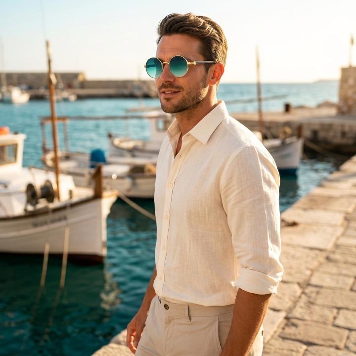 Retro Sonnenbrille Rund – UV400-Schutz, leichtes Metallgestell -    Zorenza
