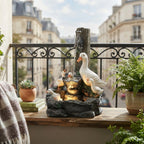 Solar-Tischbrunnen mit Tierfigur (Ente oder Eichhörnchen) & LED-Beleuchtung, 15 cm -    Zorenza