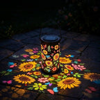 Solar-Gartenlaterne mit Blütenmuster - Warmes & buntes Licht -    Zorenza