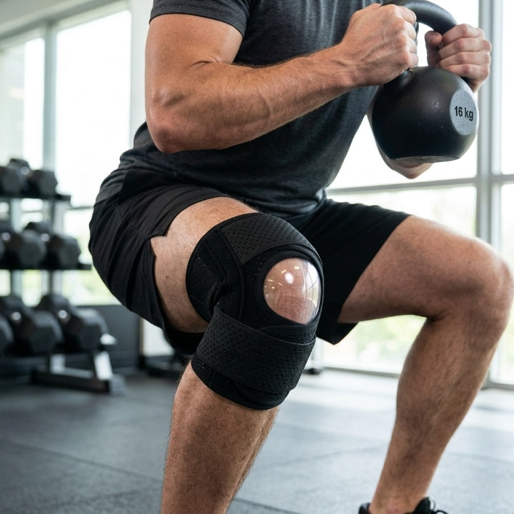 Kniebandage mit Seitenstützen und Klettverschluss, atmungsaktiv, M bis 3XL -    Zorenza