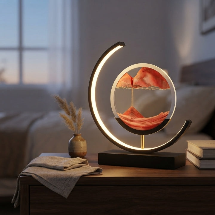 Sandbild-Lampe mit LED-Ring, Touch- & Fernbedienung, 18 × 27 cm -    Zorenza