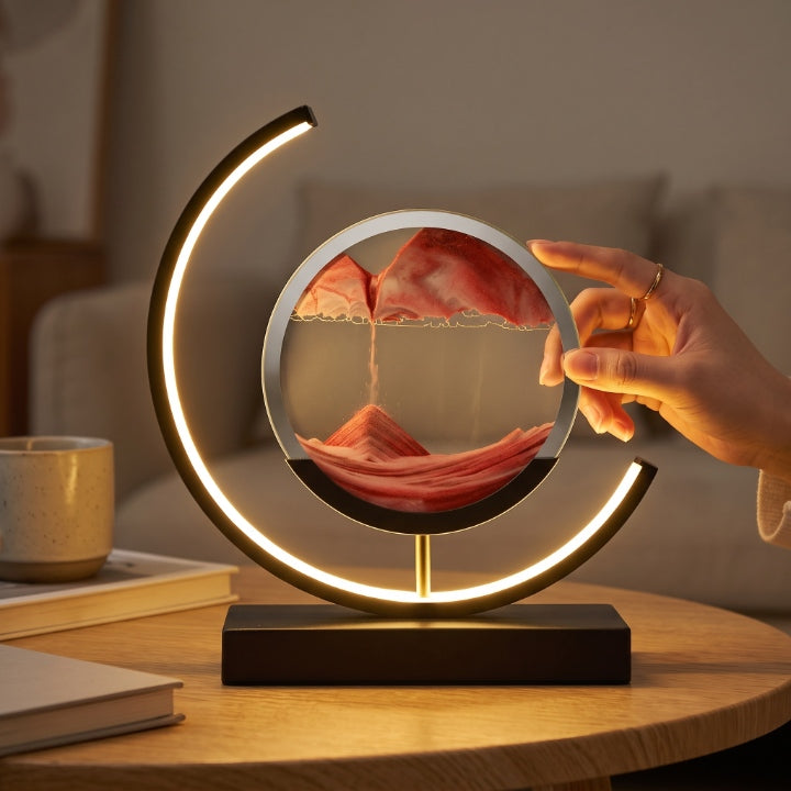 LED-Sandlampe mit drehbarem Sandbild, kabellos, USB-C, 3 Lichtfarben, 27 cm -    Zorenza
