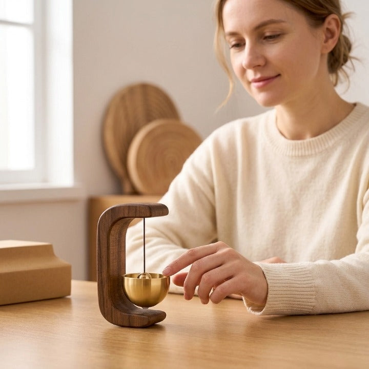 Windspiel Holz mit magnetischer Klangschale -    Zorenza
