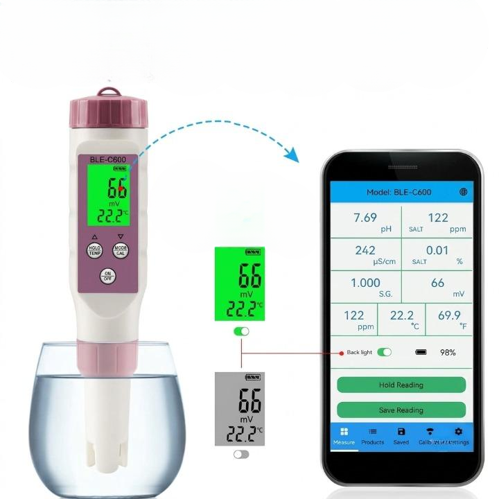Digitales Wasserqualitäts-Testgerät 7-in-1 mit Bluetooth -    Zorenza