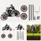Motorrad-Windrad mit Skelett-Fahrer für Garten -    Zorenza