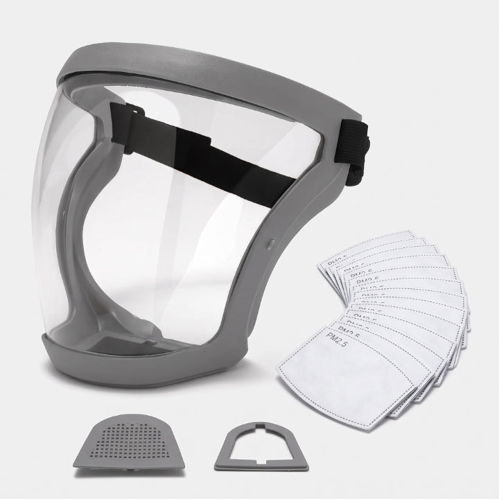Gesichtsschild mit Wechselfiltern, transparentes Vollvisier, 210 g -    Zorenza