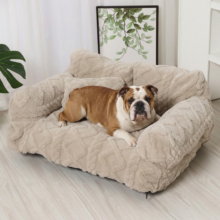 Plüsch Hundebett mit erhöhtem Rand – Beruhigendes Kuschelsofa -    Zorenza