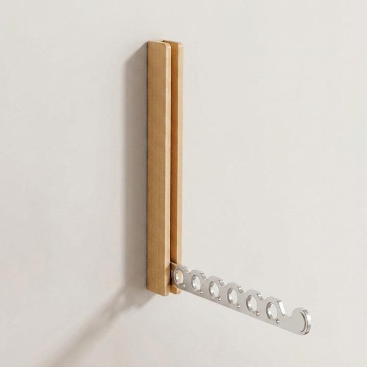 Klappbarer Wandkleiderständer aus Holz mit Platzspar-Design -    Zorenza
