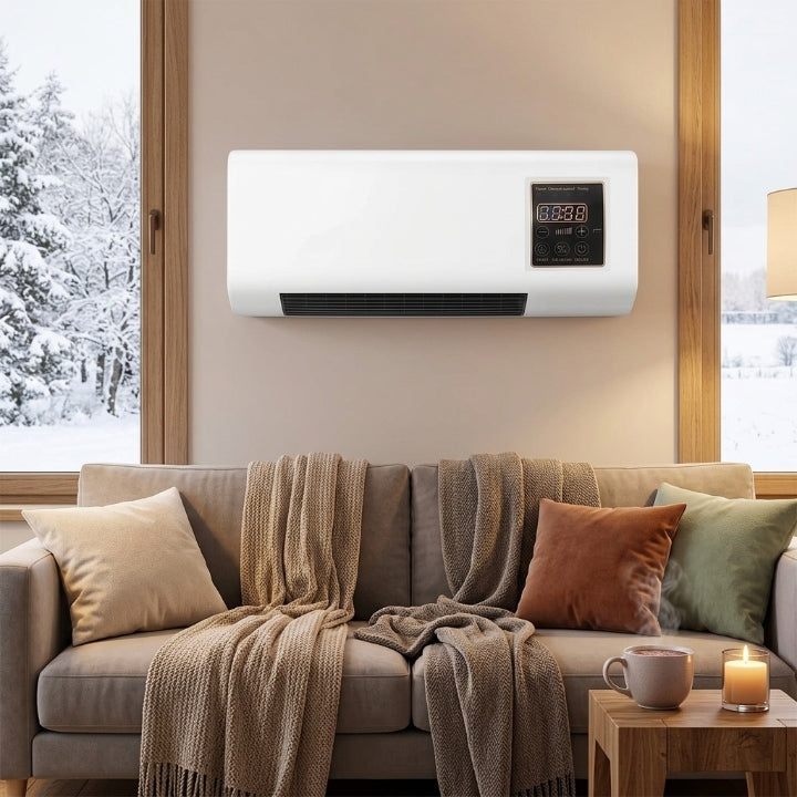 Wandheizung mit Digitalanzeige und Umluftfunktion – 1800 W, Weiß -    Zorenza